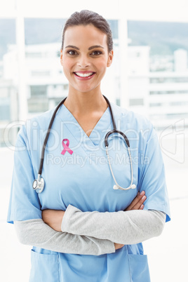 Composite image of pink breast cancer awareness ribbon