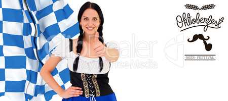Composite image of pretty oktoberfest girl smiling at camera