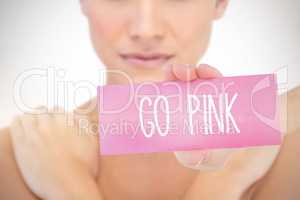 Go pink against white background with vignette