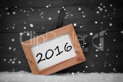 Picture Frame, Gray Background, 2016, Snow, Snowflakes