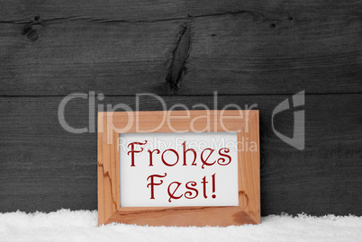 Gray Frame, Frohes Fest Means Merry Christmas, Snow