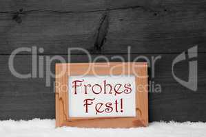 Gray Frame, Frohes Fest Means Merry Christmas, Snow