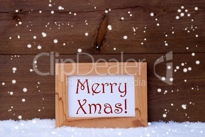 Picture Frame With Text Merry Xmas, Snow, Snowflakes