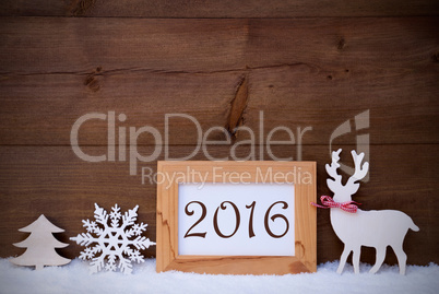 White Decoration On Snow, Text 2016 For Happy New Year