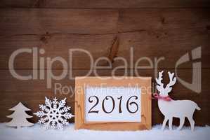 White Decoration On Snow, Text 2016 For Happy New Year