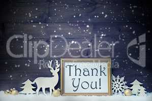 Vintage White And Golden Christmas Card, Snowflakes, Thank You