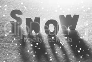 White Word Snow With Snowflakes