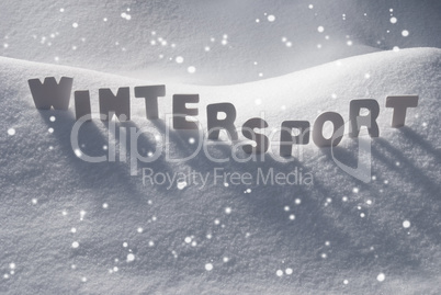 White Word Wintersport On Snow, Snowflakes