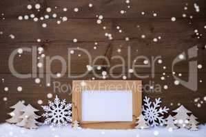 White Christmas Decoration With Copy Space And Snow, Snowflakes