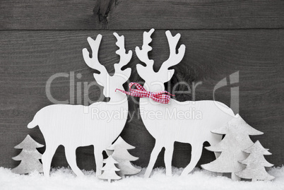 Gray Christmas Decoration, Reindeer Couple In Love, Snow, Tree