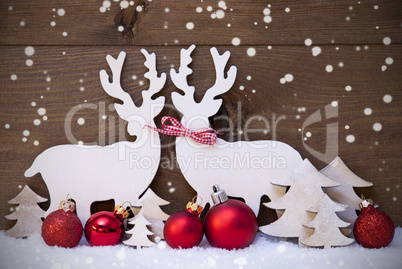 Christmas Decoration, Reindeer Couple, Snow,Red Ball, Snowflakes