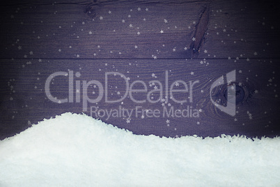 Wooden Background With Snow, Vintage Style, Snowflakes