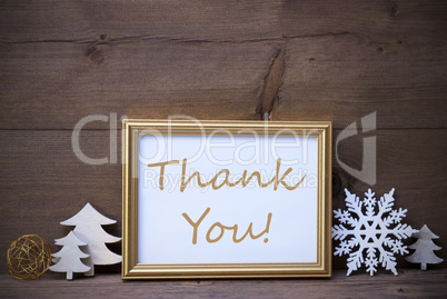 Frame With White Christmas Decoration, Thank  You