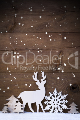 Vertical White Christmas Card With Copy Space On Snow, Snowflake