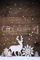 Vertical White Christmas Card With Copy Space On Snow, Snowflake