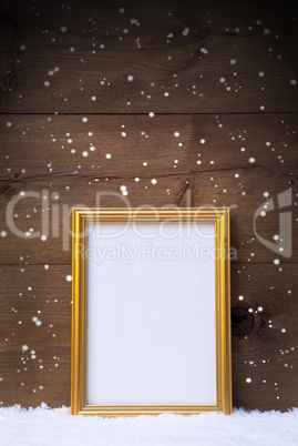 Vertical Frame With Copy Space On Snow And Snowflakes