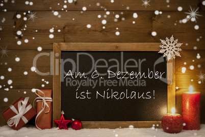 Card, Blackboard, Snowflakes, Nikolaustag Mean Nicholas Day