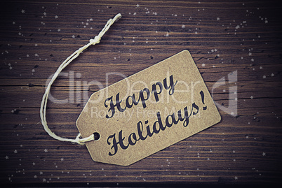 Vintage Brown Label With Text Happy Holidays