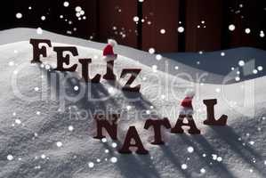 Card With Santa Hat,Snowflake, Feliz Natale Mean Merry Christmas