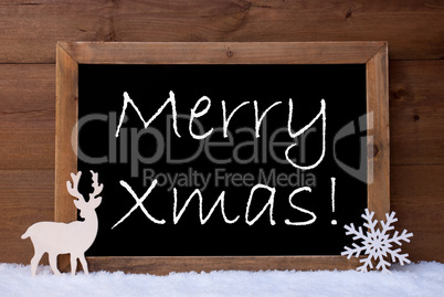 Christmas Card, Blackboard, Snow, Reindeer, Merry Xmas
