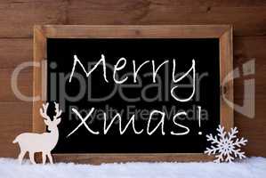 Christmas Card, Blackboard, Snow, Reindeer, Merry Xmas