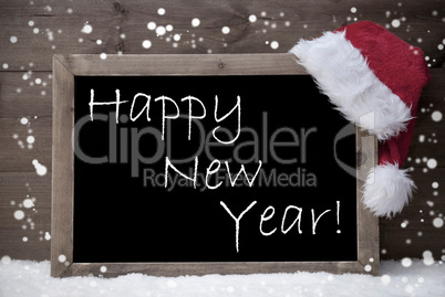 Gray Christmas Card, Blackboard, Happy New Year, Snow