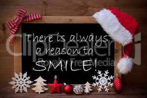 Brown Blackboard Santa Hat Christmas Decor Quote Reason Smile
