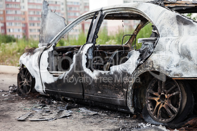 Arson fire burnt wheel car vehicle junk