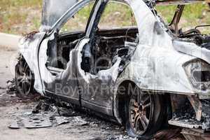 Arson fire burnt wheel car vehicle junk