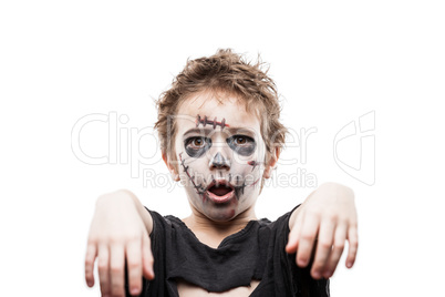 Screaming walking dead zombie child boy halloween horror costume