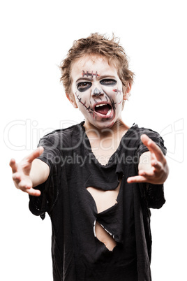 Screaming walking dead zombie child boy halloween horror costume