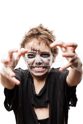 Screaming walking dead zombie child boy halloween horror costume