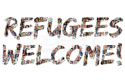 Refugees welcome Flüchtlinge willkommen multikulturell Gruppe j