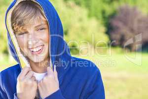 Happy Boy Male Child Teenager Laughing Wearing Hoody
