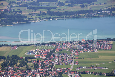 Bavarian lake Forggensee from above