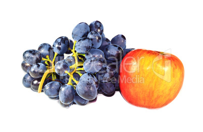 Bunch of grapes and an apple