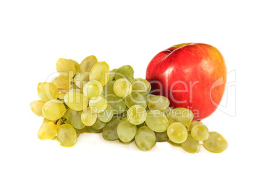 Bunch of grapes and an apple