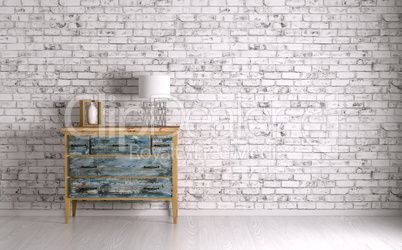Interior of a room with chest of drawers 3d render