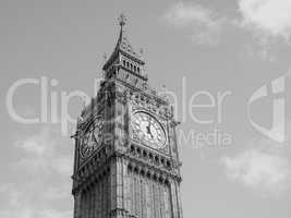Black and white Big Ben in London