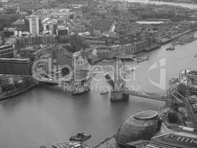 Black and white Aerial view of London