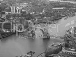 Black and white Aerial view of London