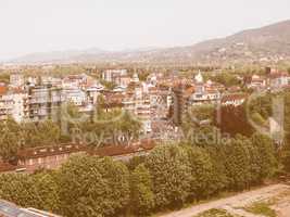 Retro looking Aerial view of Turin