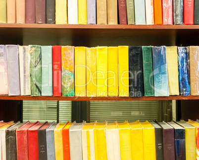 Books in wooden bookcases