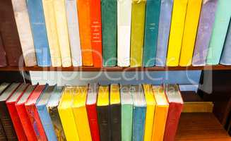 Books in wooden bookcases