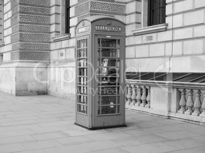 Black and white Red phone box in London