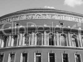 Black and white Royal Albert Hall in London