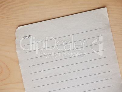 Blank note book page