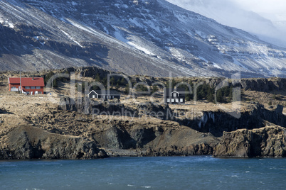 Small houses at the East coast of Iceland