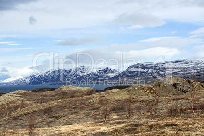 Snowy volcano mountain landscape in Iceland