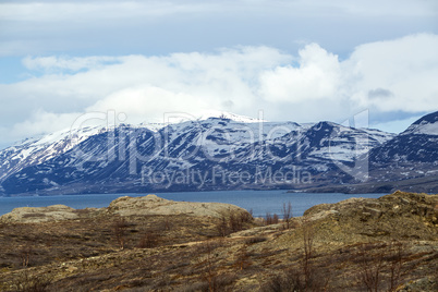 Snowy volcano mountain landscape in Iceland